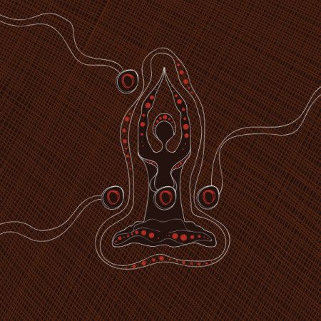 Brown aboriginal fitness and meditation art - Illustration