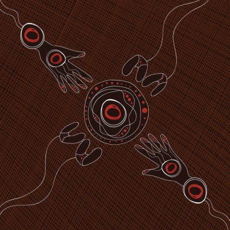 Brown aboriginal hand art illustration