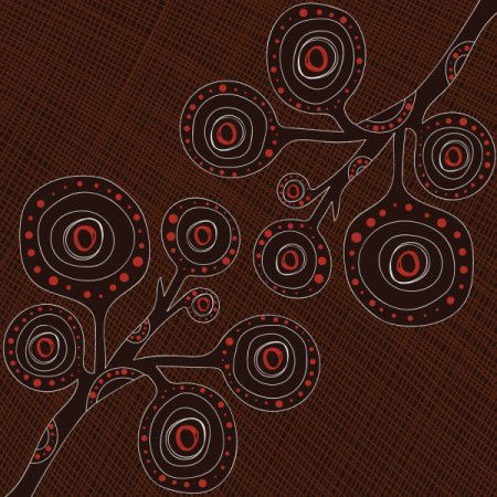 Brown aboriginal style of tree art illustration