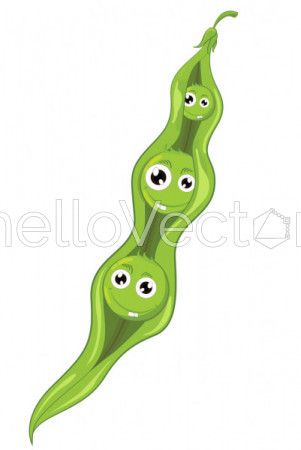Funny green pea characters, Cartoon peas vector illustration.