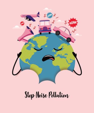 Stop noise pollution concept background with sad globe