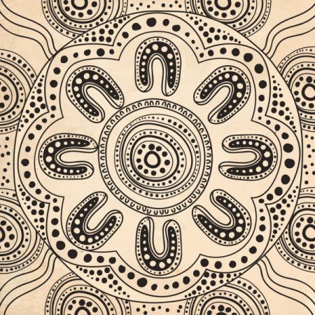 Grey aboriginal dot art illustration