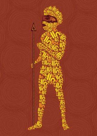 Aboriginal man with spear - Illustration