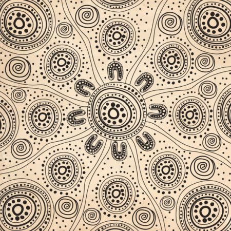 Grey aboriginal dot art design background