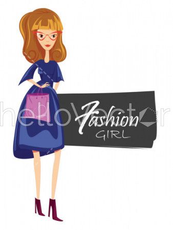 Fashion woman in sunglasses, Beautiful stylish model posing, Fashion banner - Vector illustration