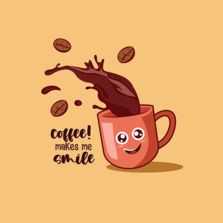 Happy coffee mug illustration with quote