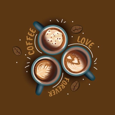 Coffee banner design with realistic top view coffee mug illustration