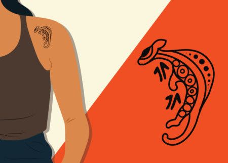 Aboriginal style kangaroo tattoo design illustration