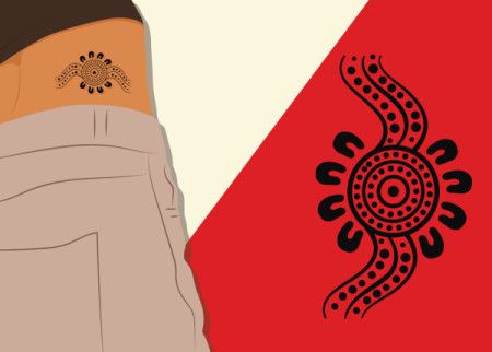 Aboriginal Style Of Waist Tattoo Illustration