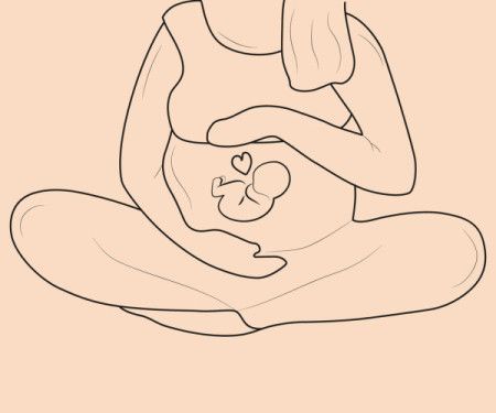 Pregnant woman vector line drawing