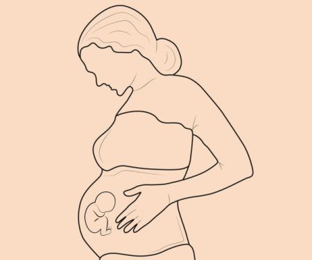 Pregnant woman line drawing illustration