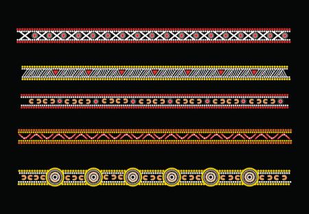 Set of aboriginal dot art border design