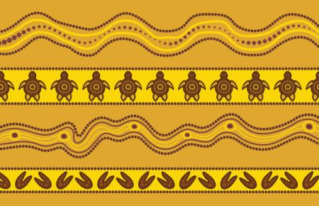 Simple aboriginal design on yellow background