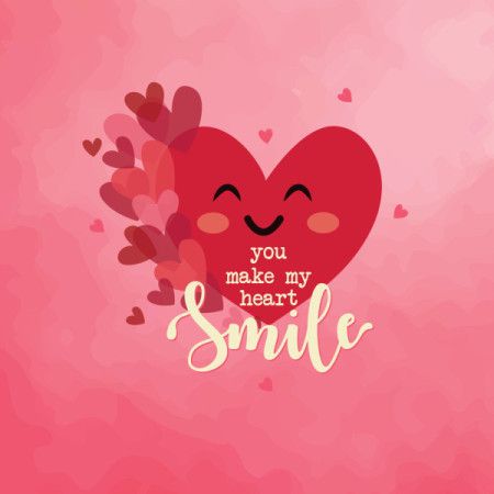 Red smiling heart illustration with quote