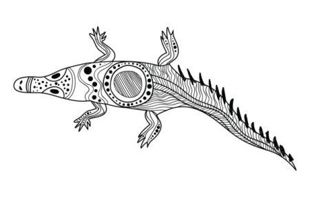 Crocodile drawing in aboriginal art style - Vector illustration