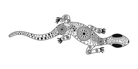 Lizard black drawing in aboriginal art style - Vector illustration