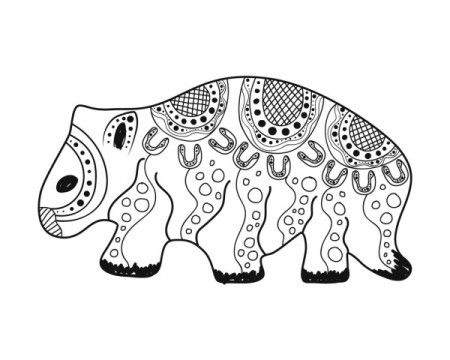 Wombat drawing in aboriginal art style - Vector illustration