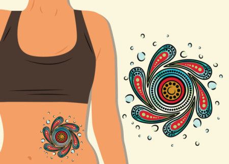 Aboriginal colorful tattoo design illustration for belly