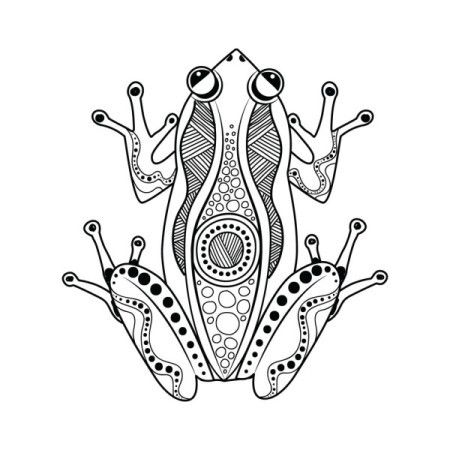 Frog drawing in aboriginal art style - Vector illustration