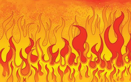 Fire background with aboriginal dot art - Vector