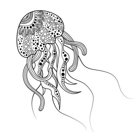 Jellyfish drawing in aboriginal art style - Vector illustration
