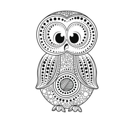 Owl drawing in aboriginal art style - Vector illustration
