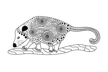 Possum drawing in aboriginal art style - Vector illustration