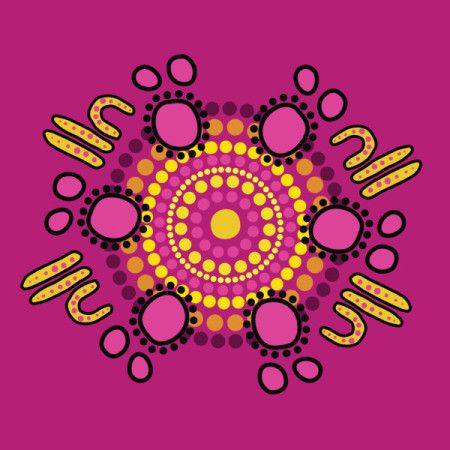 Pink aboriginal dot artwork illustration