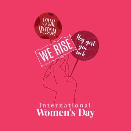 Women's Day poster for feminism, independence, freedom and empowerment