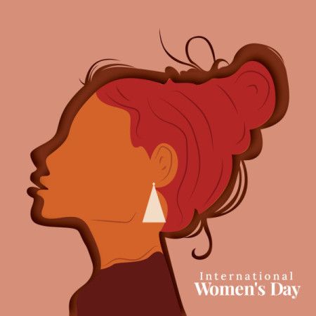 International women's day illustration with woman side face clipart