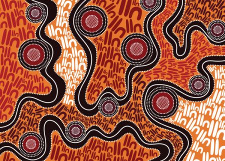 Aboriginal art vector man symbol background