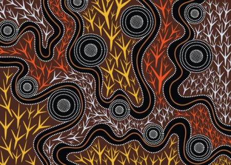 Aboriginal art vector emu track pattern background