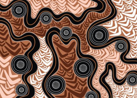 Aboriginal art vector boomerang pattern background