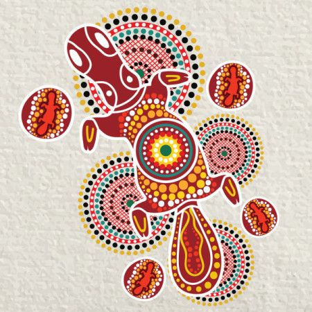 Colorful platypus artwork with aboriginal dot art style
