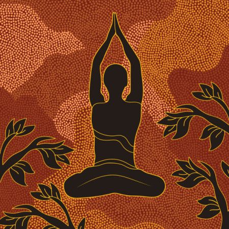 Meditation painting illustration with aboriginal dot art
