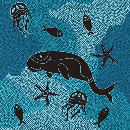 Underwater concept aboriginal vector artwork