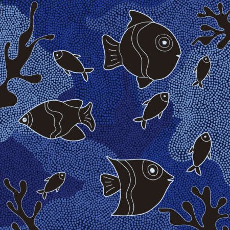 Aboriginal marine dot artwork - Vector