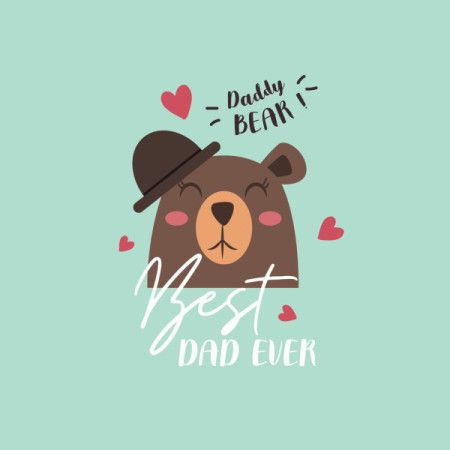 A visual design of the father's day celebration with a papa bear