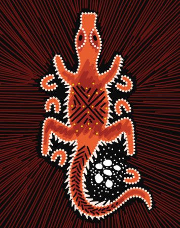 Crocodile in traditional Aboriginal art - Illustration