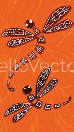 Dragonfly aboriginal art vector painting
