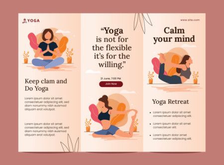 Trifold brochure illustration for yoga