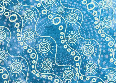 River Scene in Aboriginal Dot Art Style Vector Background