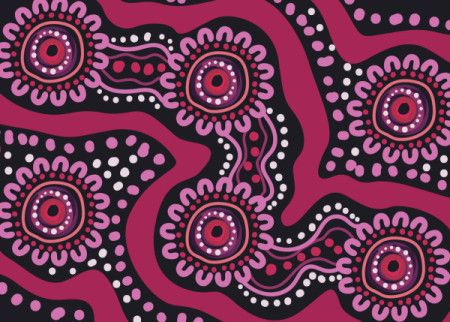 A vector illustration with a background made of dots in Aboriginal style