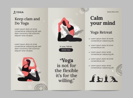 Illustration of a Trifold brochure for yoga