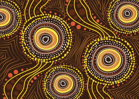 A vector painting decorated with Aboriginal dot art design