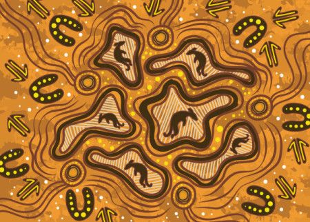 A vector background featuring Aboriginal art design