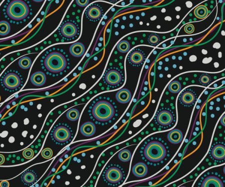 A vector pattern background featuring Aboriginal dot art design