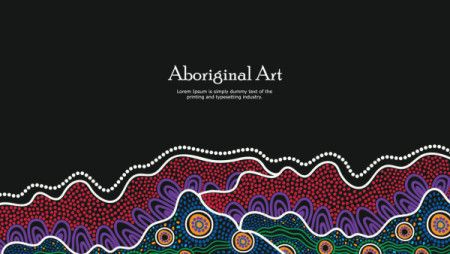 A vector banner design featuring Aboriginal dot art