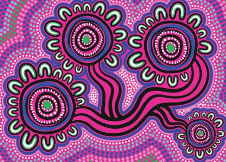 A vector graphic with dot patterns from indigenous Australian culture