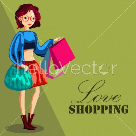 Fashion woman with shopping bag - Vector illustration